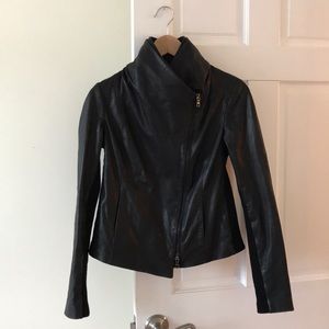 Vince black scuba Leather jacket size S